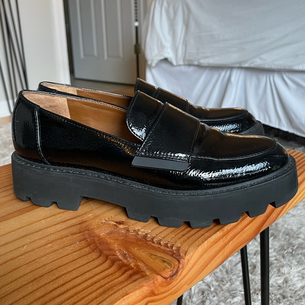 Franco Sarto Patent Leather Platform Loafers